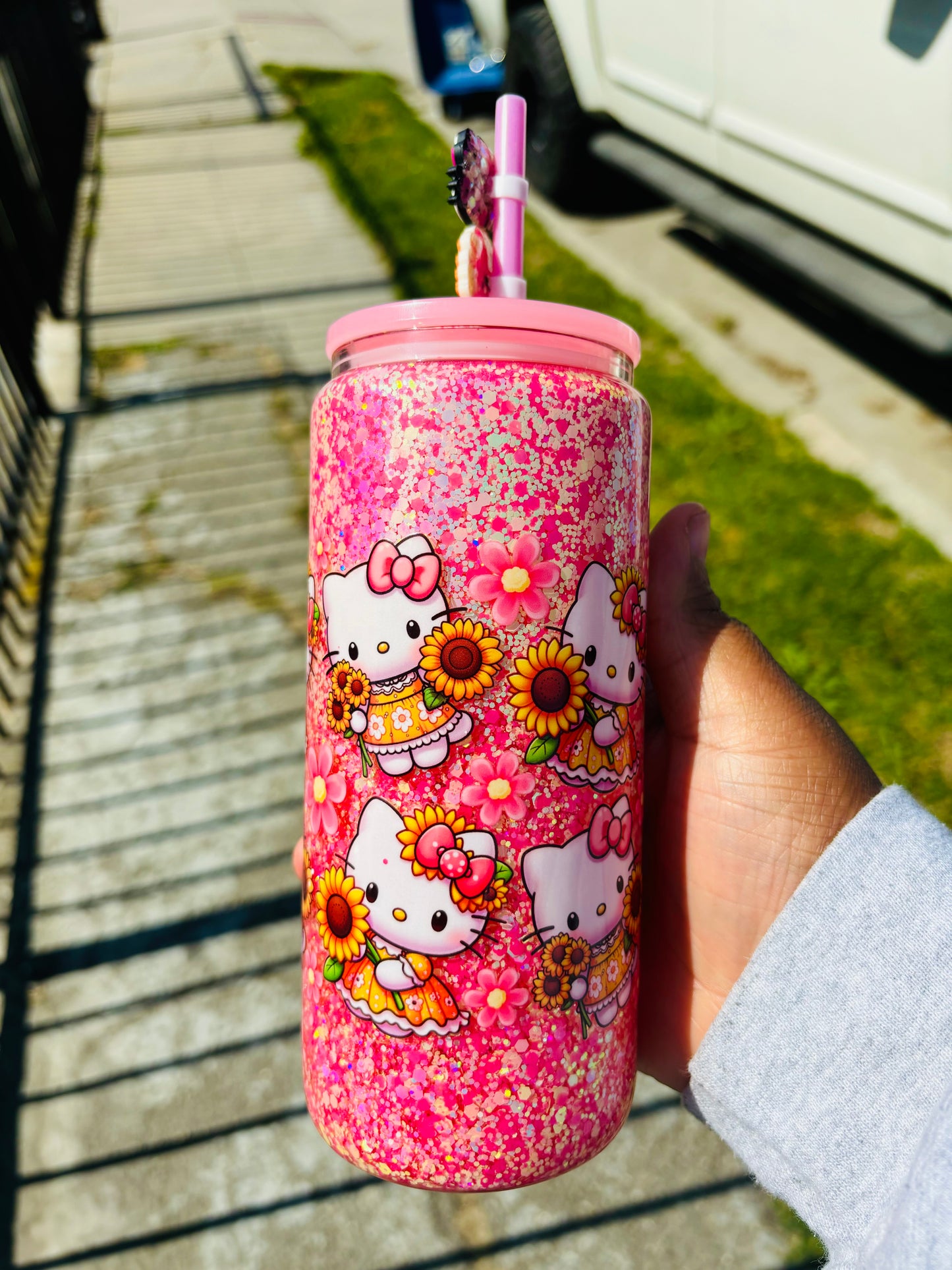 Sunflower kitty snow globe cup