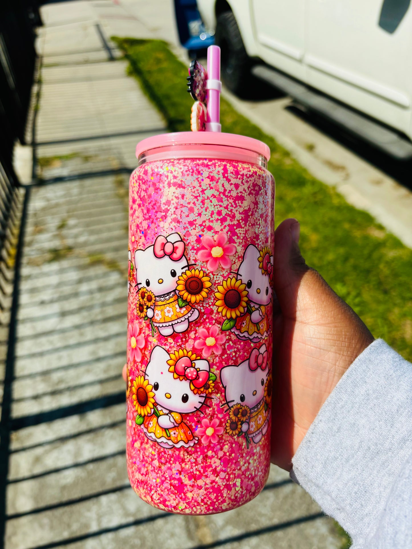 Sunflower kitty snow globe cup