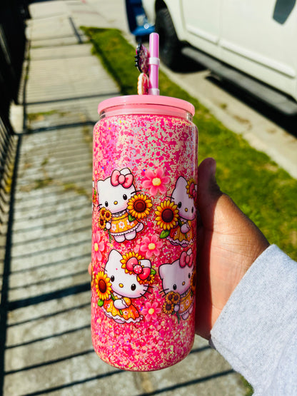 Sunflower kitty snow globe cup