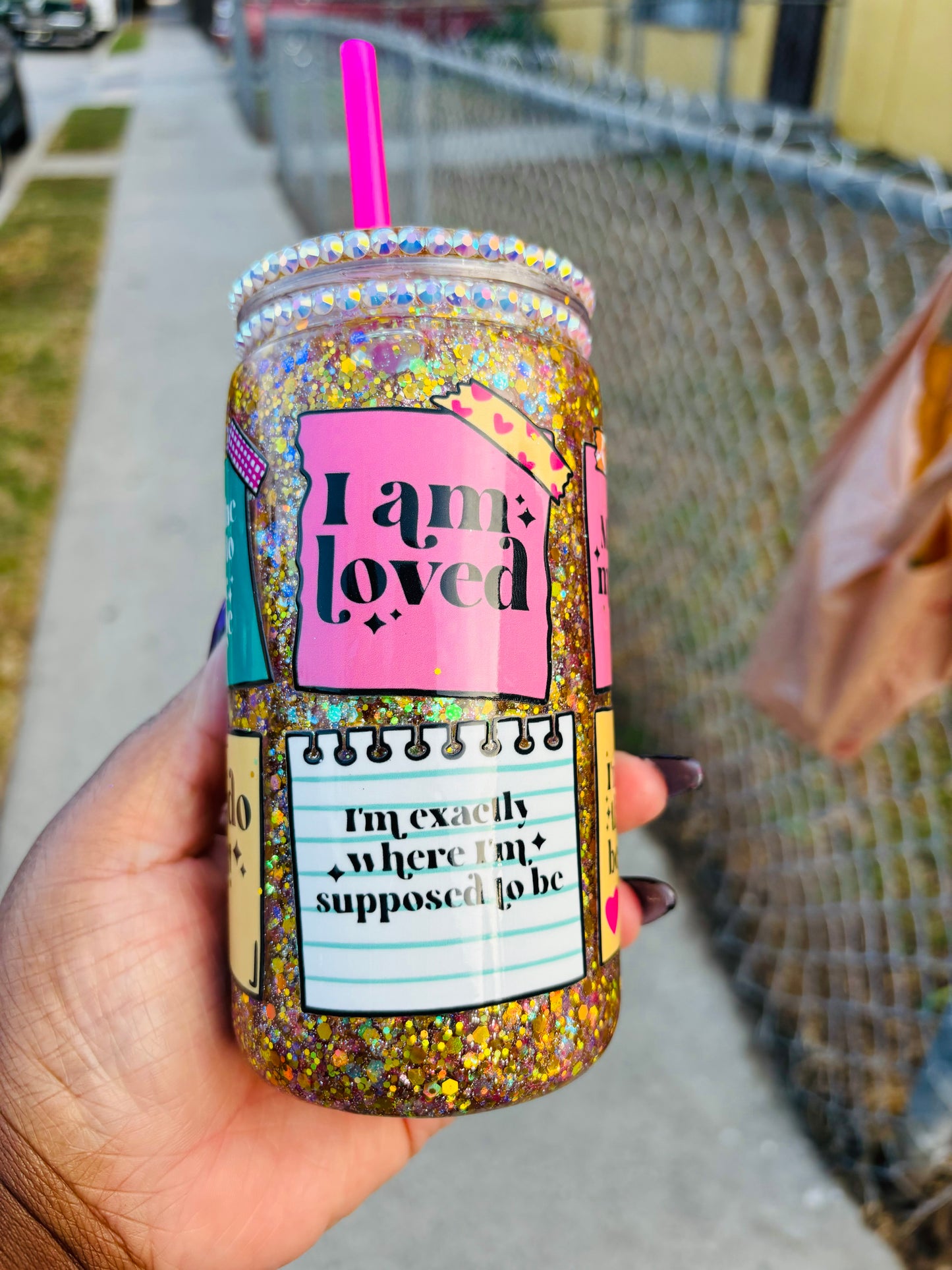 Affirmations snow globe cup