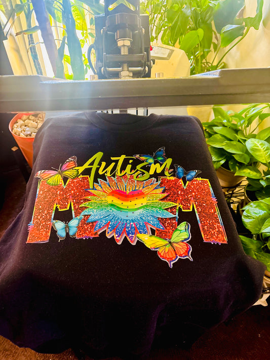 flower heart Autism mom crewneck