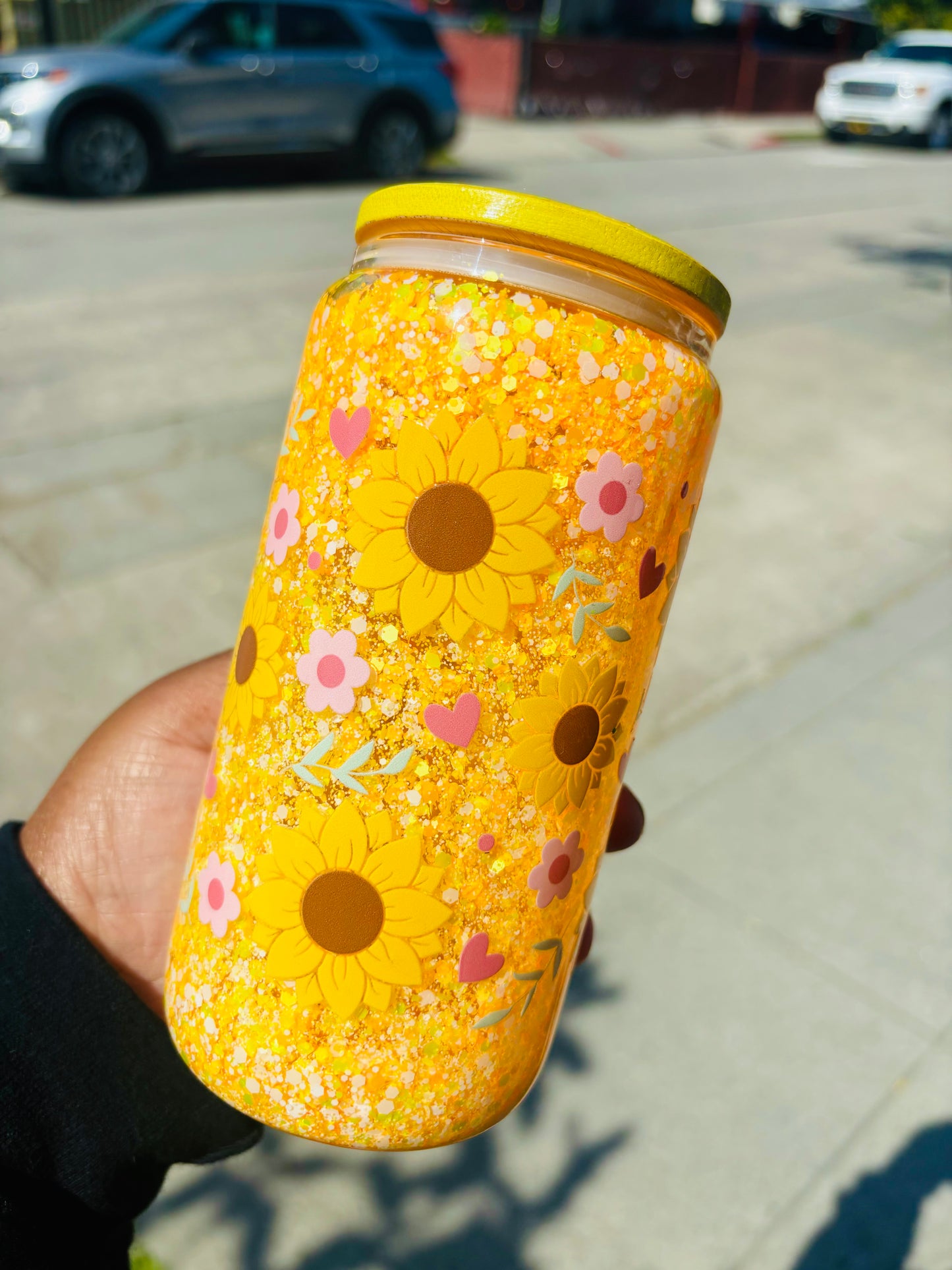 Sunflower power snow globe cup