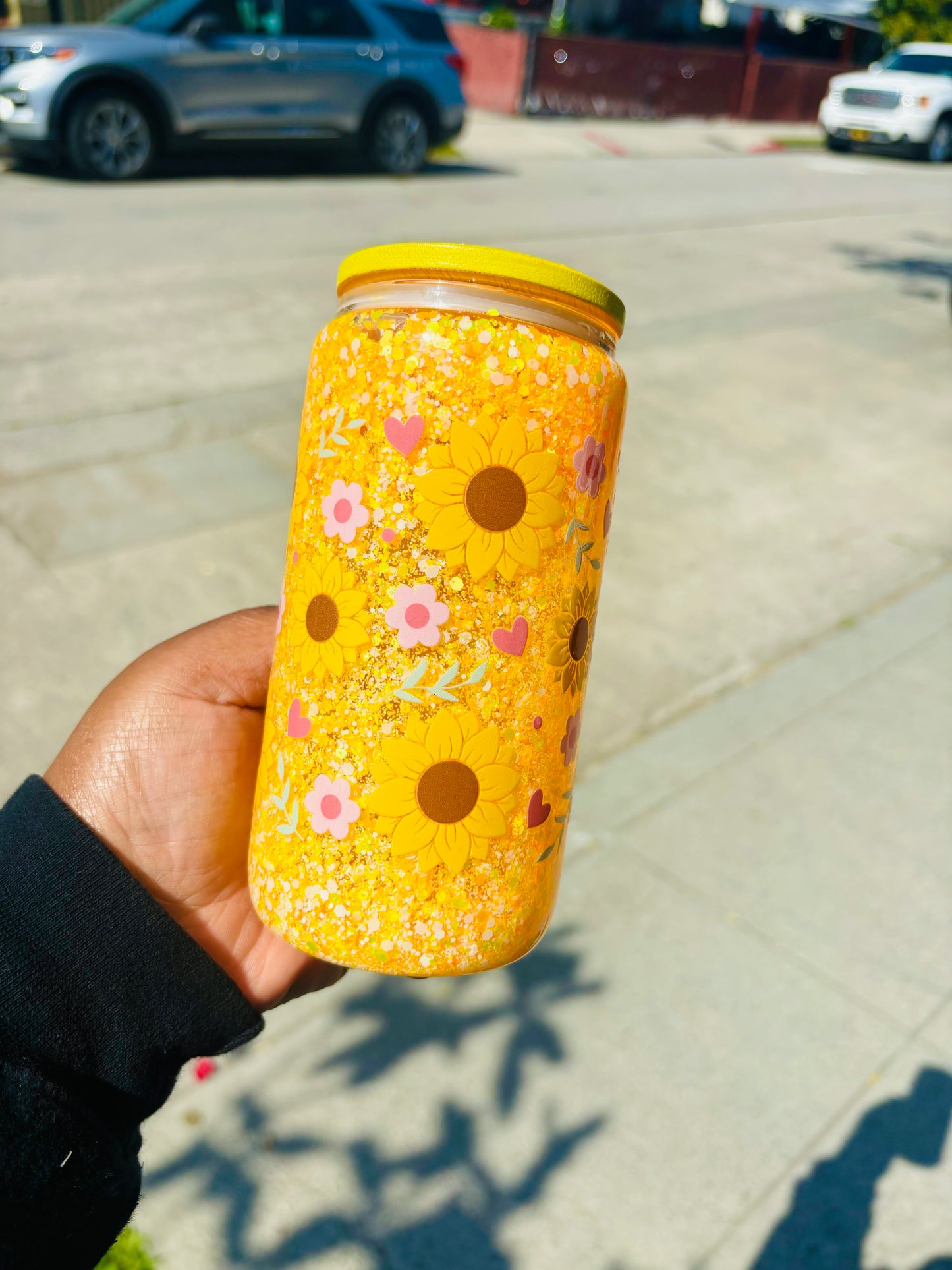 Sunflower power snow globe cup