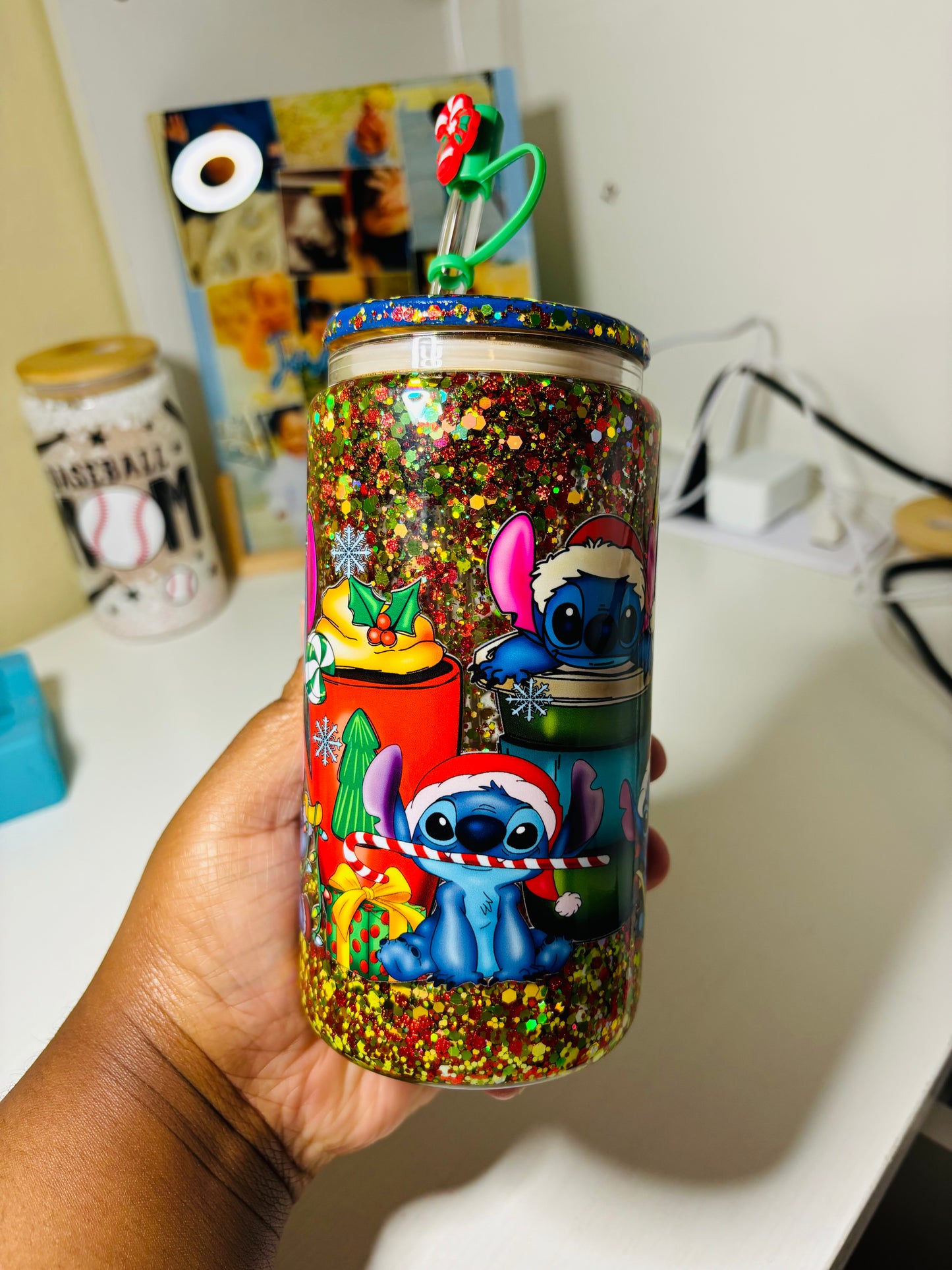 Stitch Christmas snow globe cup