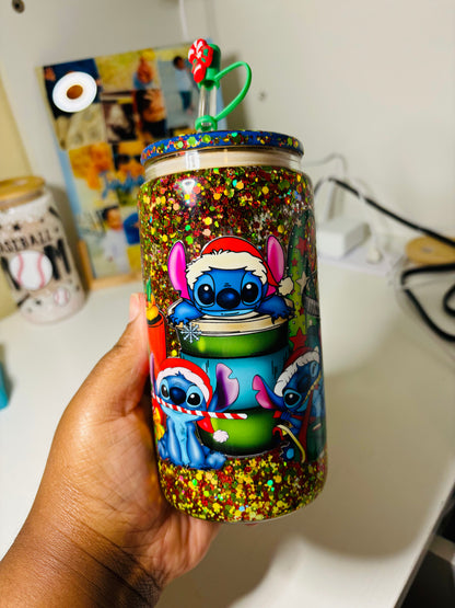 Stitch Christmas snow globe cup