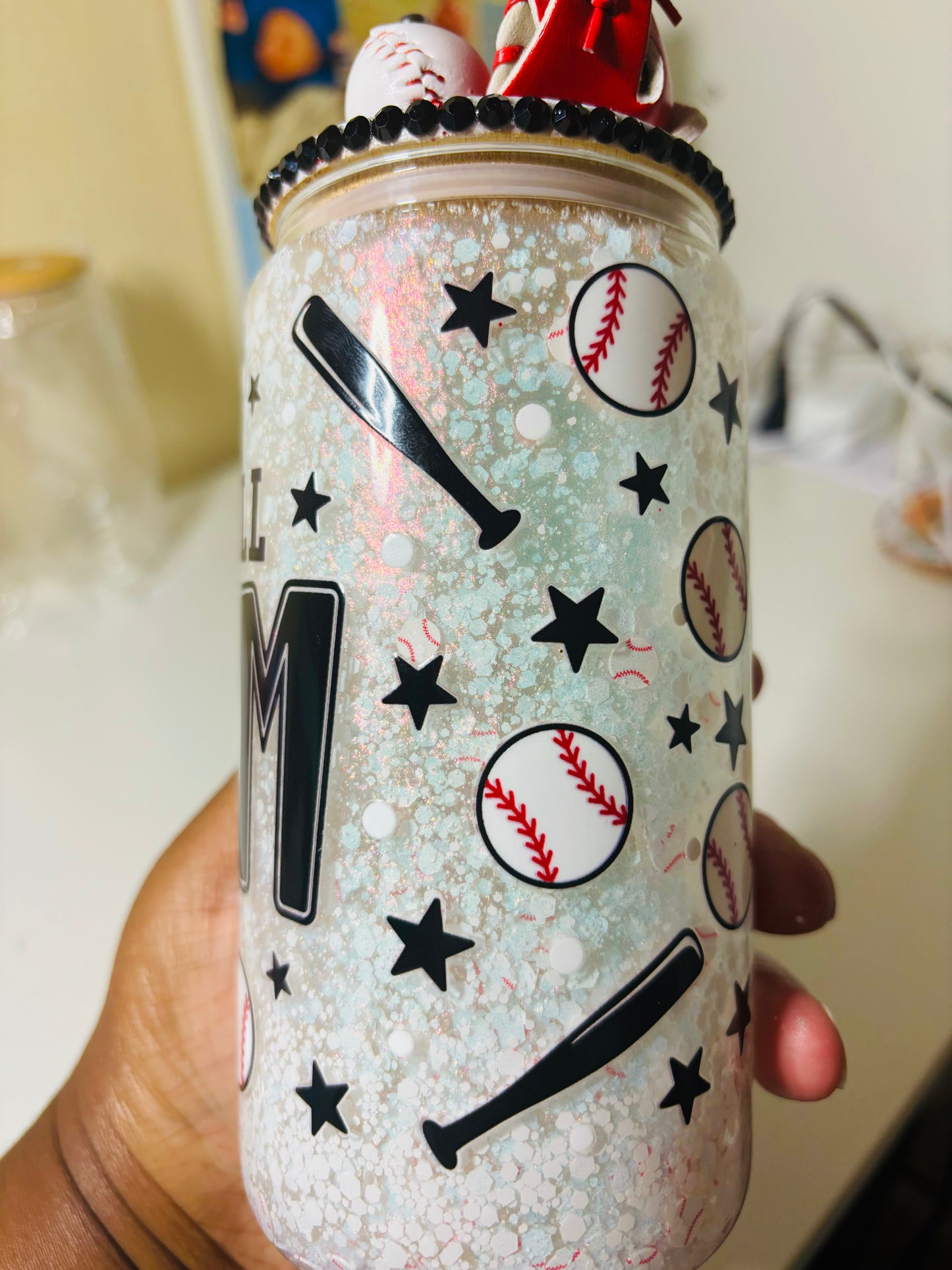 Baseball mom snow globe cup