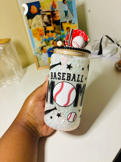 Baseball mom snow globe cup