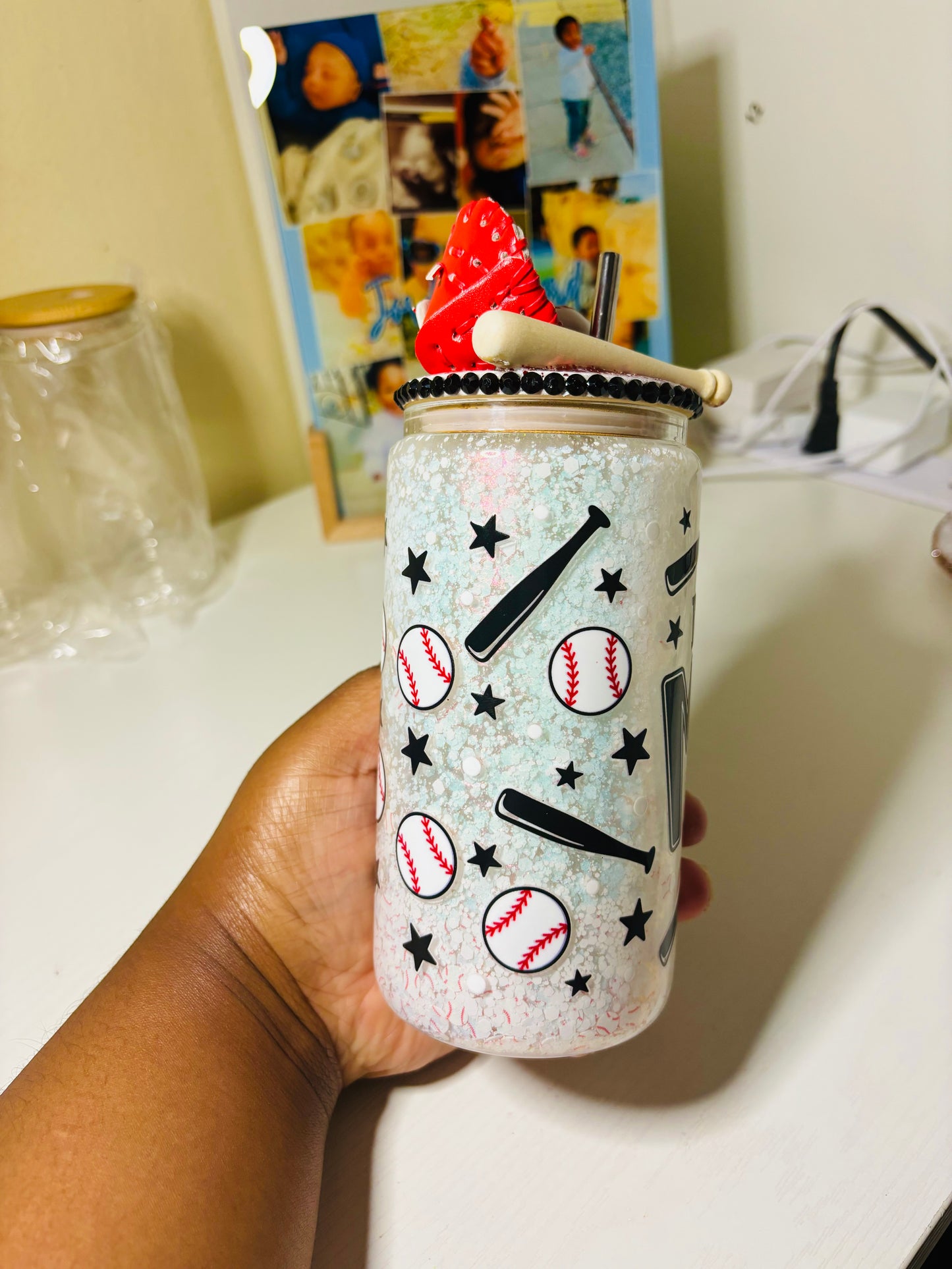 Baseball mom snow globe cup