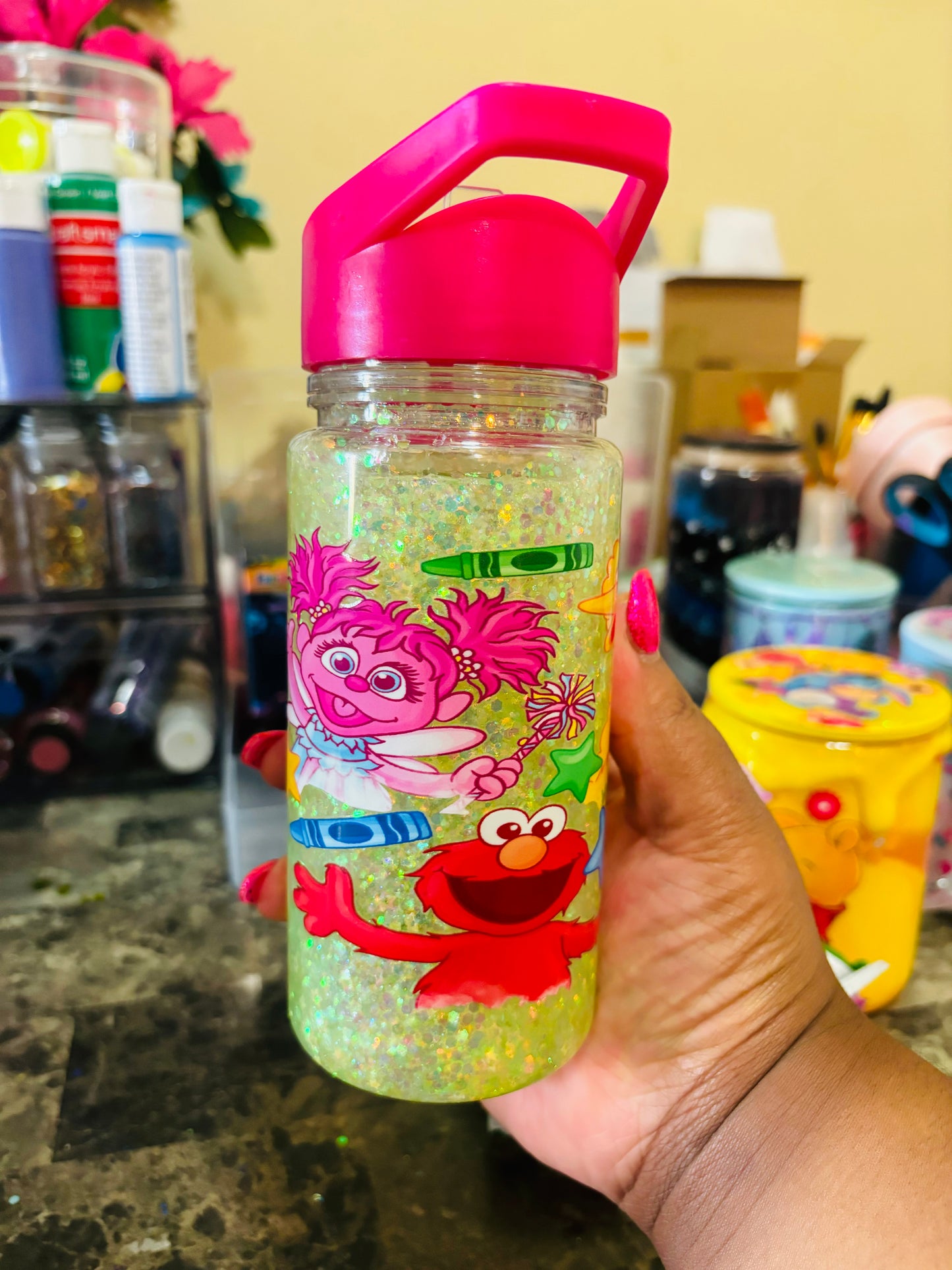 Sesame kids snow globe water bottle