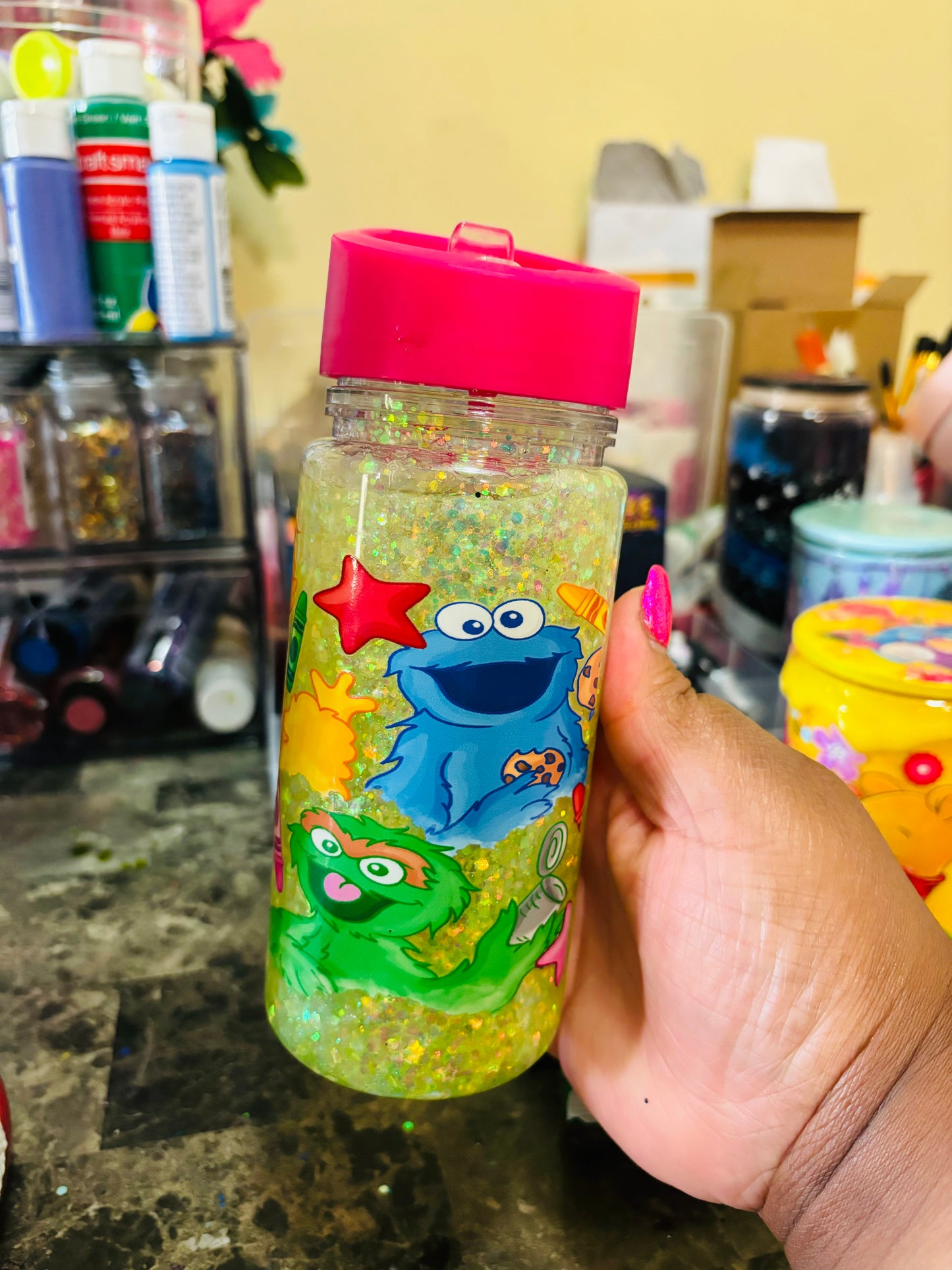 Sesame kids snow globe water bottle