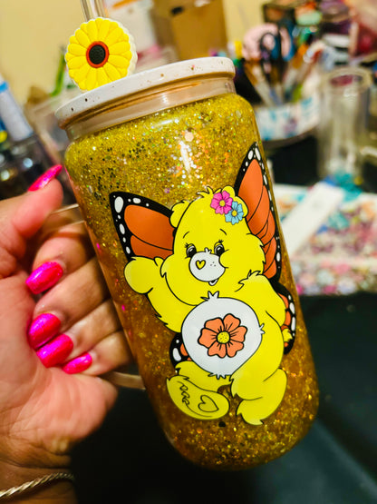 Butterfly care bear snow globe mug