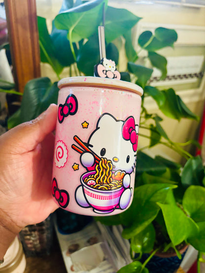 Ramen kitty snow globe mug