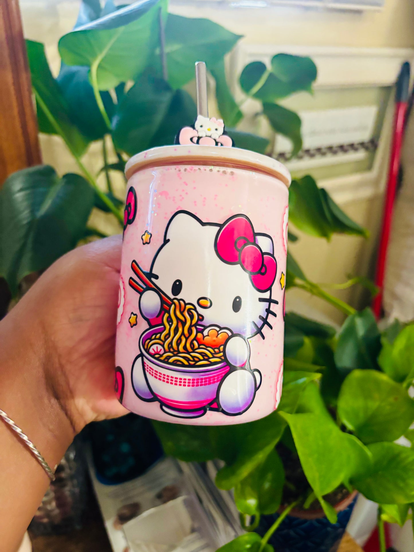 Ramen kitty snow globe mug