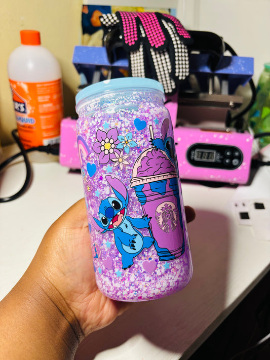 Blue monster drink snow globe cup