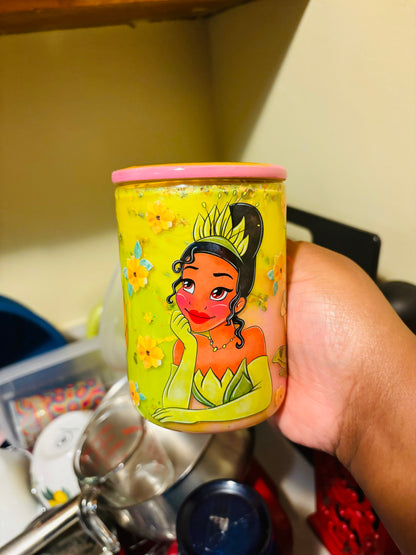 Princess T with a splash of pink snow globe mug