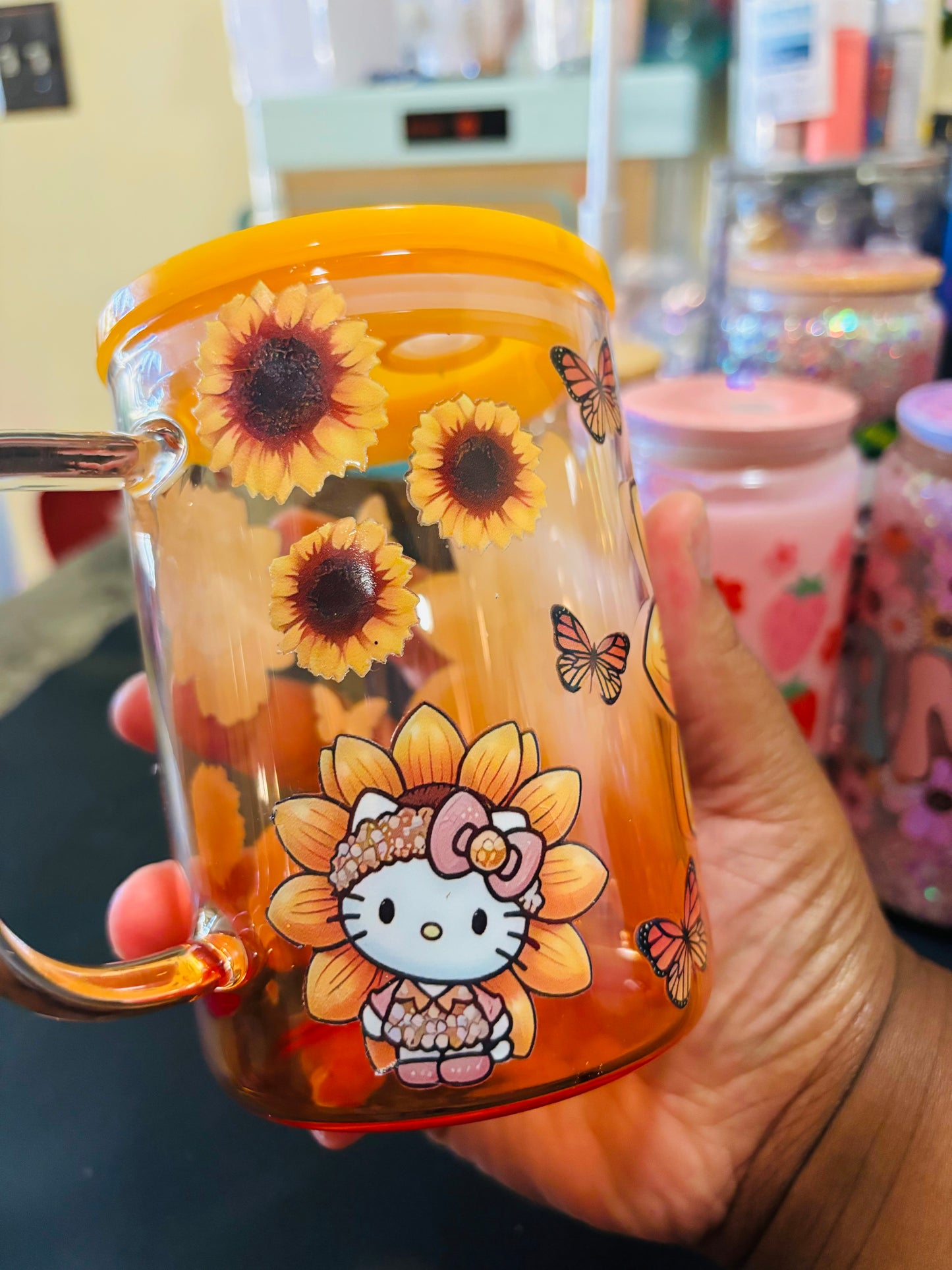 Sunflower kitty gradient mug