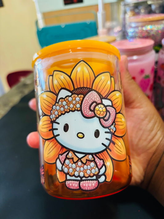 Sunflower kitty gradient mug