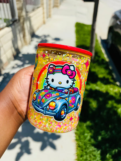 Peace kitty snow globe cup