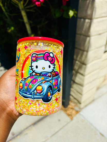 Peace kitty snow globe cup