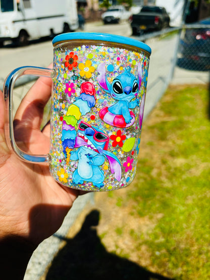 Stitch summer snow globe mug