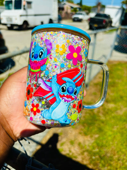 Stitch summer snow globe mug