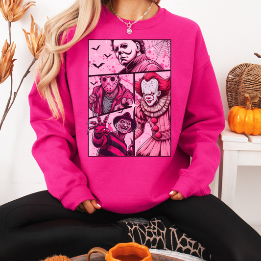 Pink horror friends crewneck