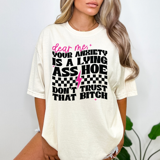 Lying anxiety tee