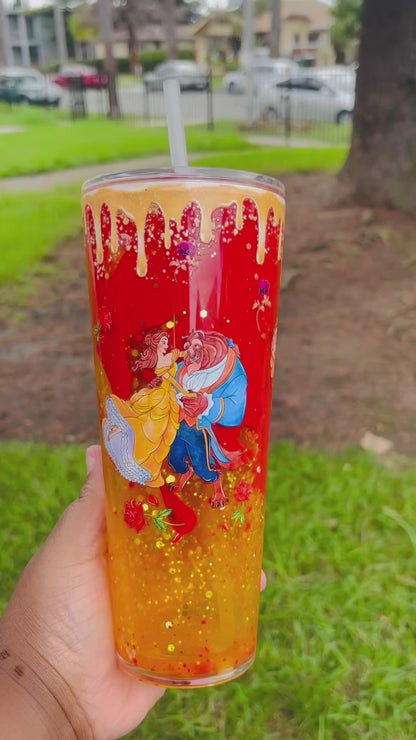 Beauty and the beast dual drip tumbler