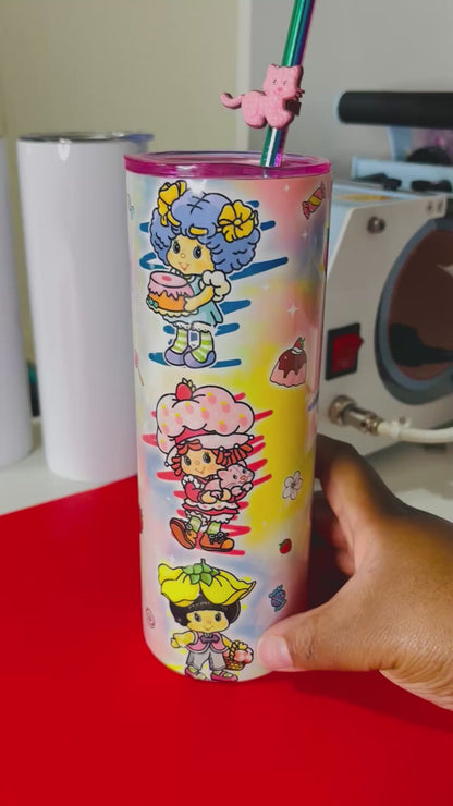 Strawberry and friends w/ color scribble 20oz tumbler