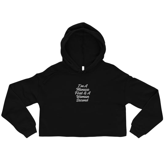 A menace first embroidered Crop Hoodie